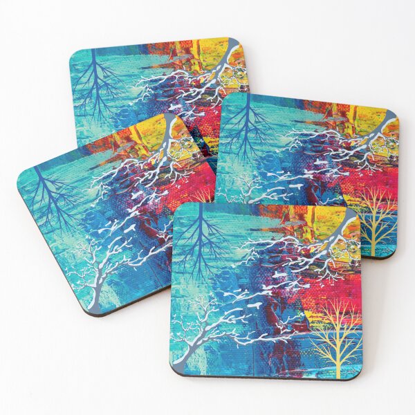Item preview, winter trees with colorful abstract background designed and sold by Lorie Data.