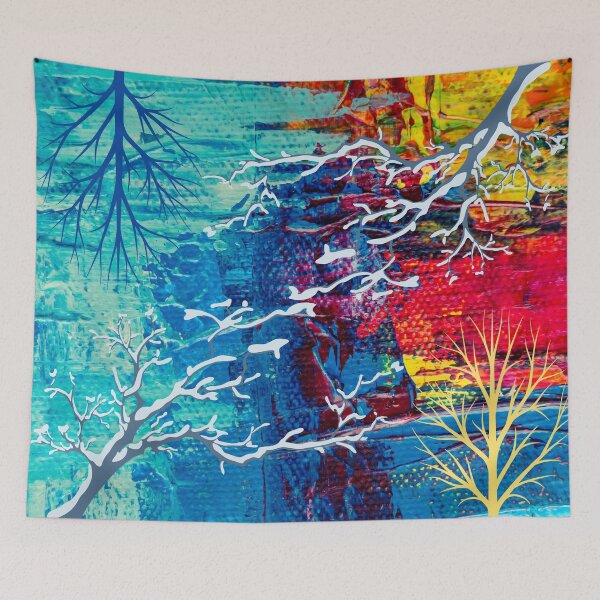 Item preview, winter trees with colorful abstract background designed and sold by Lorie Data.