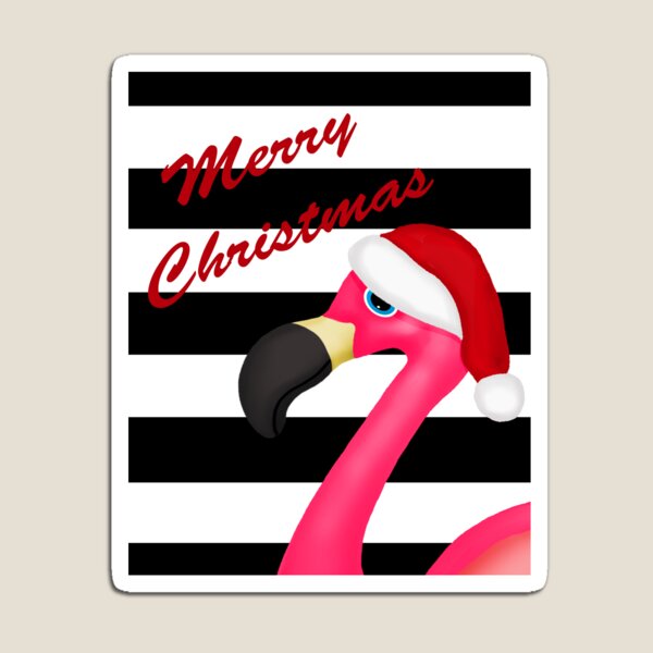Pink Flamingo Christmas Magnet