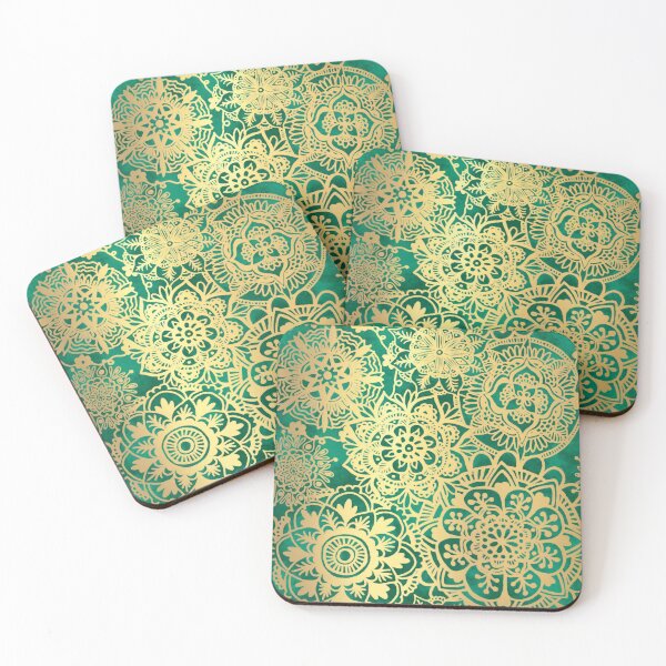 Item preview, Turquoise Green and Gold Mandala Pattern designed and sold by Julie Erin Designs.