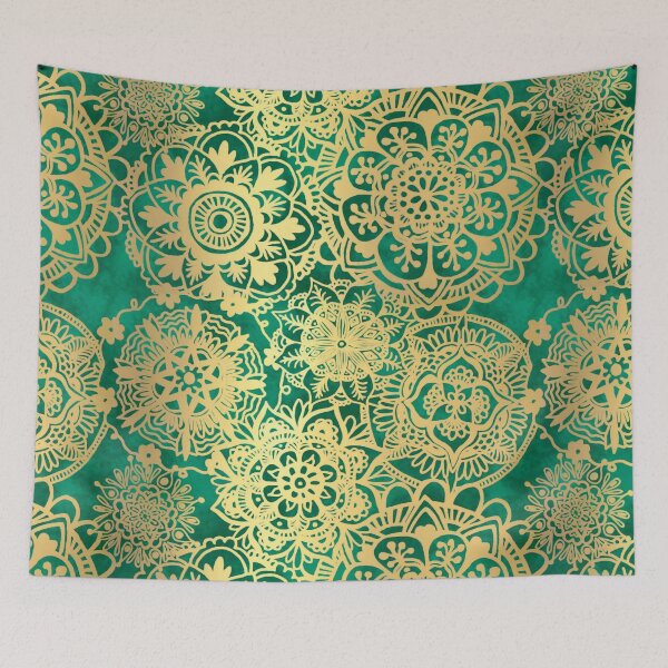 Item preview, Turquoise Green and Gold Mandala Pattern designed and sold by Julie Erin Designs.