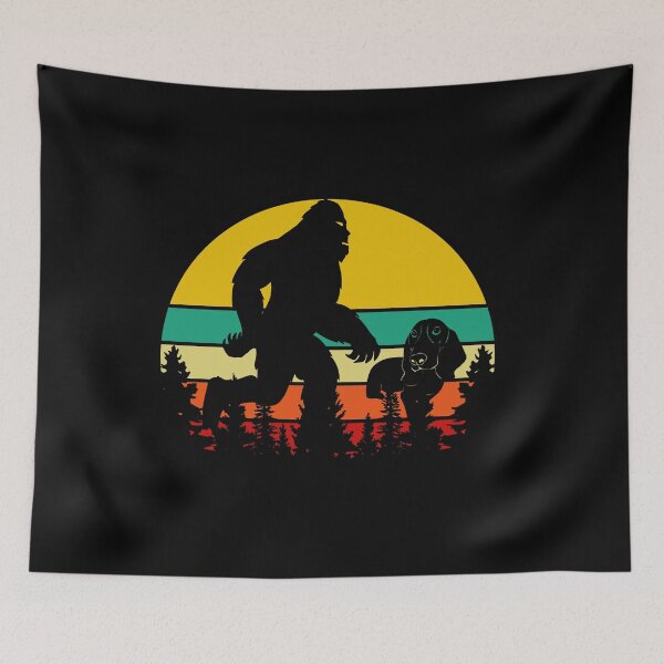 Item preview, Bigfoot and Basset Hound Dog Retro Sunset designed and sold by liftdesign.