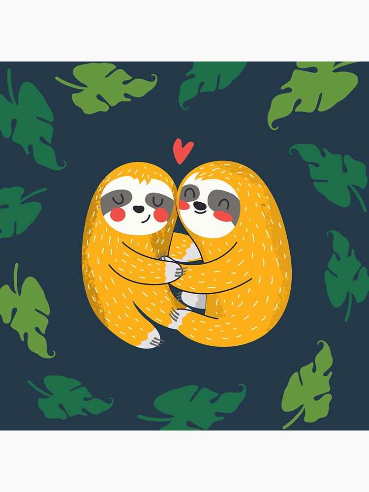 Sloths Hugging Sticker For Sale By Satrangidesigns Redbubble