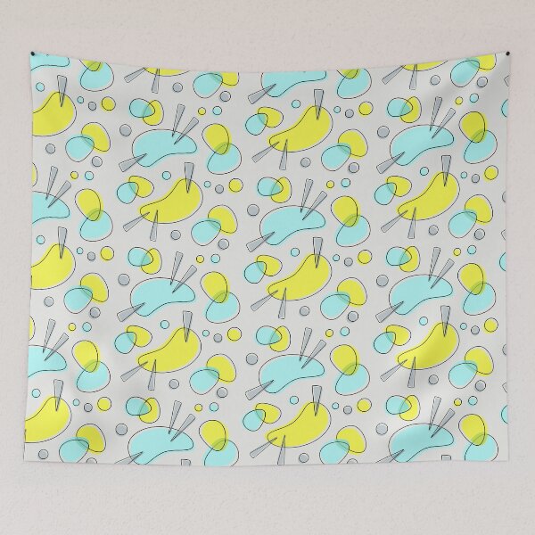 Artikelvorschau, The Living End - Retro-Muster in Blau und Chartreuse entworfen und verkauft von TheGeometricFox.