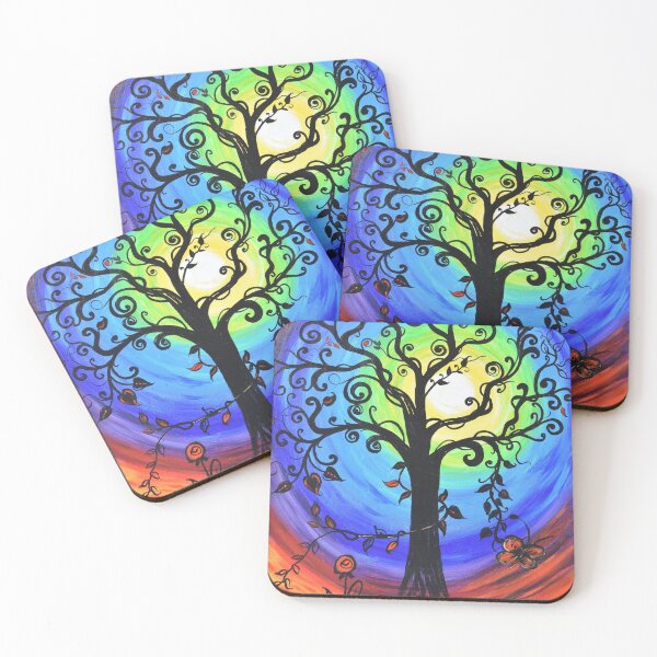 Item preview, Rainbow tree painting with butterfly and rose designed and sold by GabrielleGart.