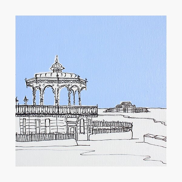 Brighton Bandstand & Pier ( Pale Blue ) Photographic Print
