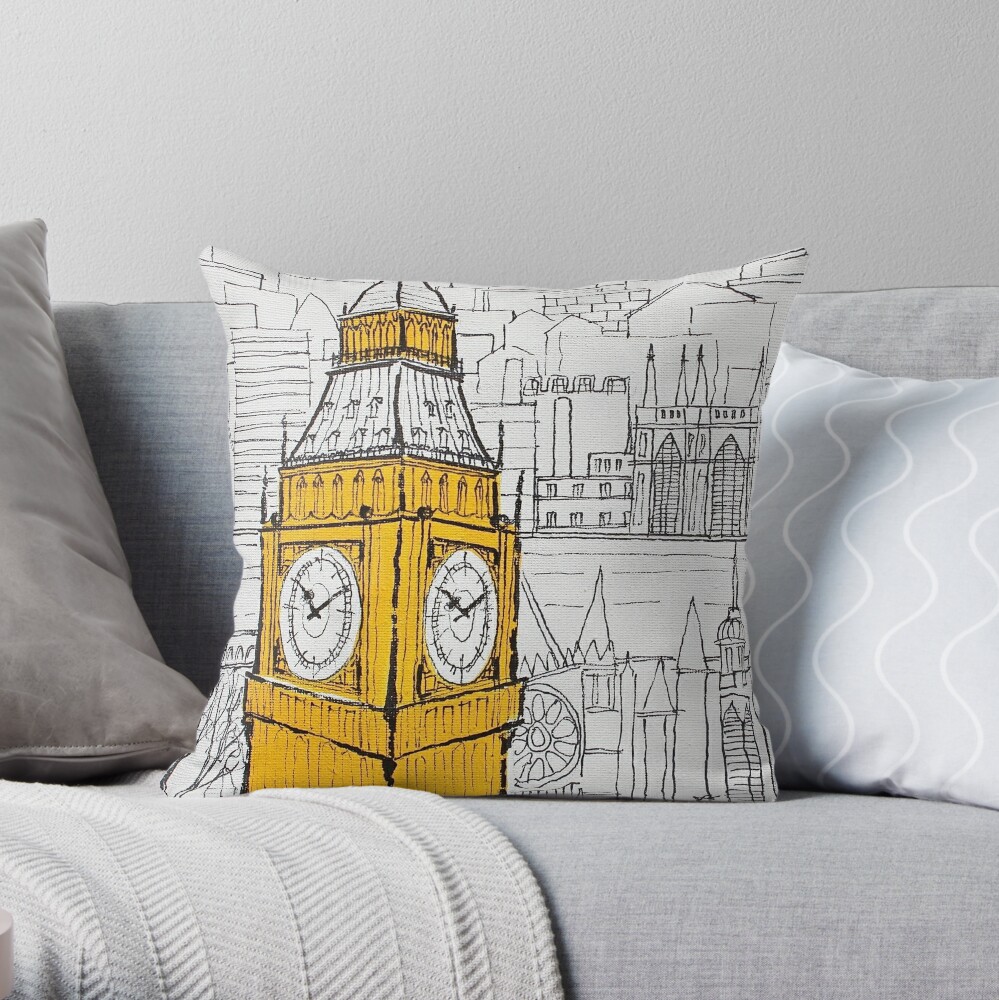 Big Ben Throw Pillow By Adamregester Redbubble