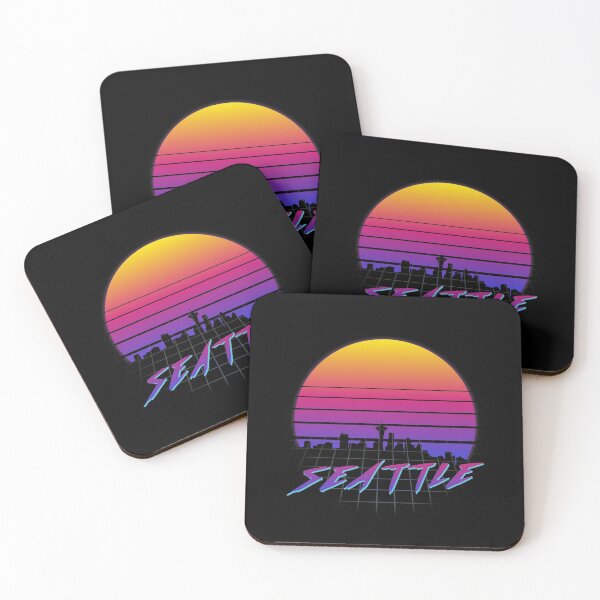 Aperçu de l'œuvre Synthwave Seattle Sunrise - Grille créée et vendue par BoredGames.