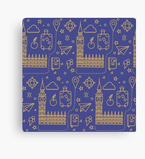 London Seamless Pattern with Big Ben, Parliament Building and Travel Elements. Canvas Print