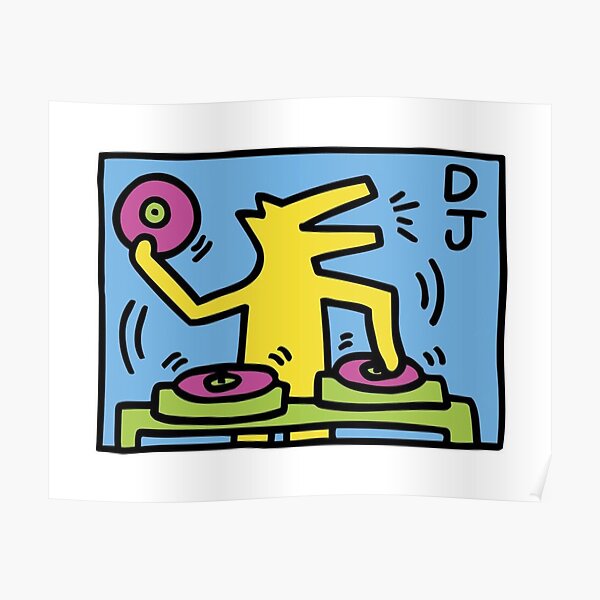 Haring Dj Play Old Tapes Poster