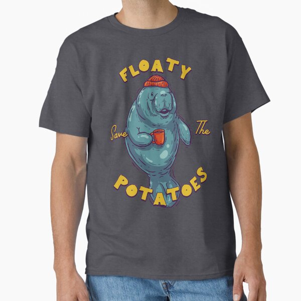 Vista previa del artículo con la obra «Save The Floaty Potatoes - Manatí marinero tomando un café | Manatea | Dugongo | Condado de Manatí», diseñado y vendido por Any Color Designs.