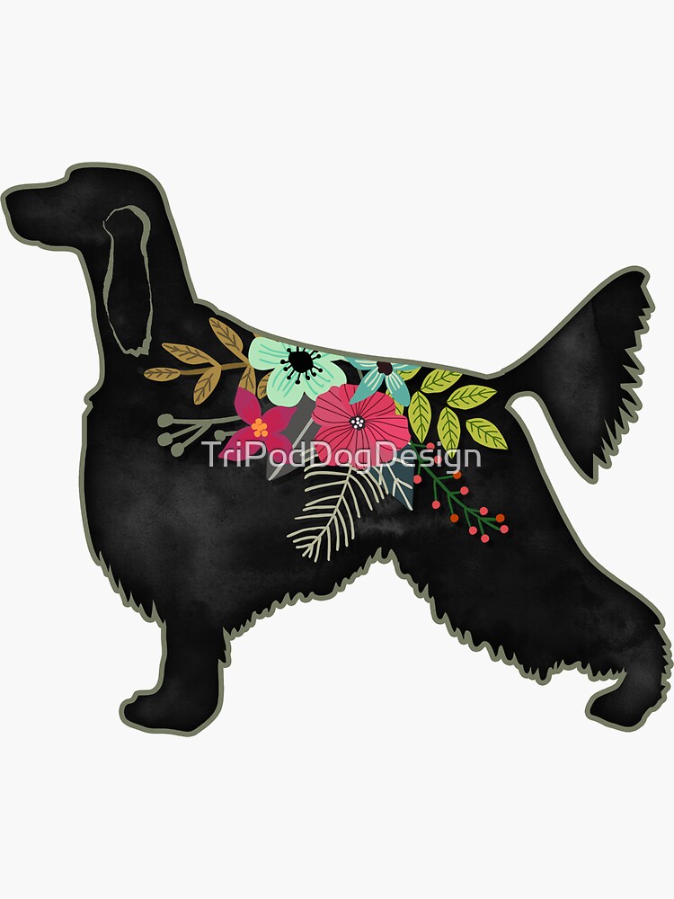 Irish Setter Dog Breed Bohemian Floral Silhouette by TriPodDogDesign