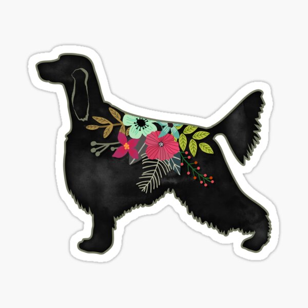Irish Setter Dog Breed Bohemian Floral Silhouette Sticker