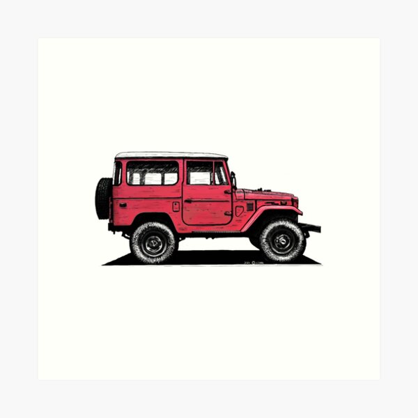 Toyota FJ40 Land Cruiser Freeborn Red Art Print