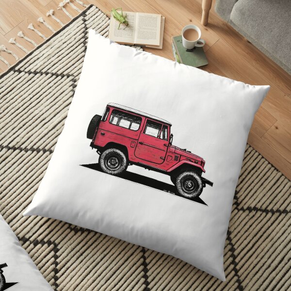 Toyota FJ40 Land Cruiser Freeborn Red Floor Pillow