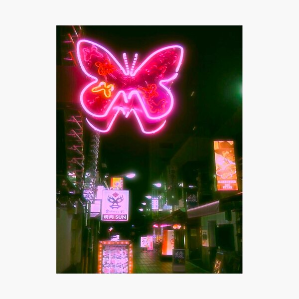 PINK NEON BUTTERFLY Photographic Print