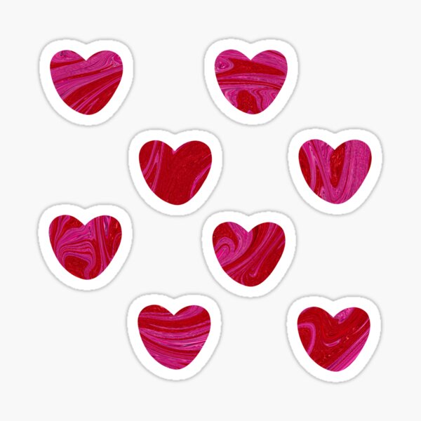 red glittery heart pack Sticker for Sale by aishuart