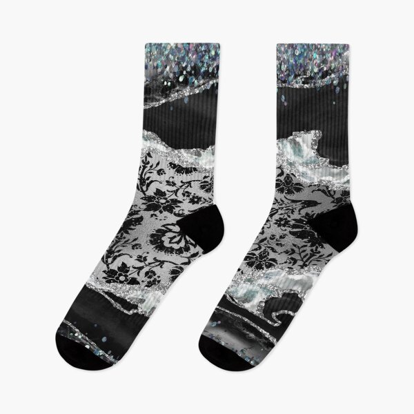 Item preview, Silver and Black Floral Sequin pattern designed and sold by WOW TeesAndThings.