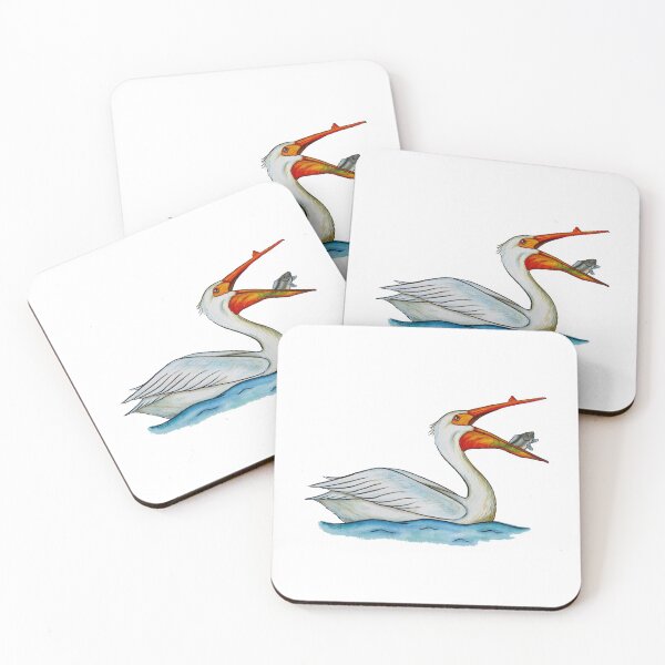 Item preview, American White Pelican with Fish - Original Watercolor Bird Art designed and sold by linbirds.