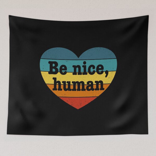 Item preview, Be Nice Human - Inspirational Kindness Retro Rainbow Heart designed and sold by bonmotto.