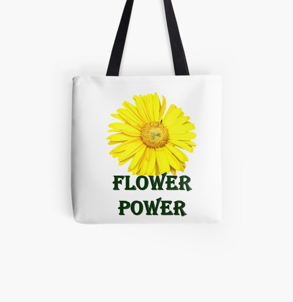 Flower Power Yellow Daisy All Over Print Tote Bag