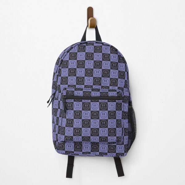 Item preview, Black and Purple Smilies in Checkered Square Pattern designed and sold by ZANGRAM.