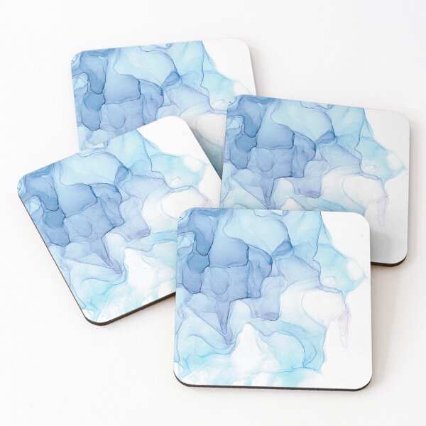 Item preview, Light Blue Melting Abstract 214 Modern Alcohol Ink Painting by Herzart designed and sold by herzart.