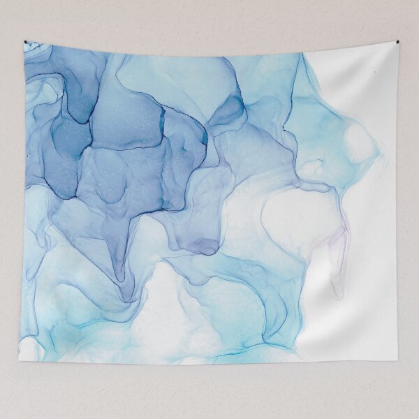 Item preview, Light Blue Melting Abstract 214 Modern Alcohol Ink Painting by Herzart designed and sold by herzart.