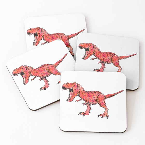Item preview, Red Orange Line Drawing Dinosaur designed and sold by Katie Morris Art.