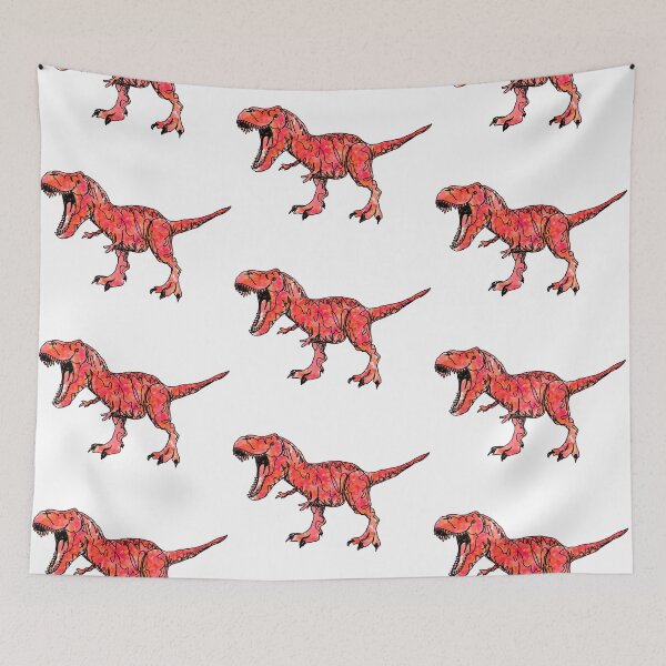 Item preview, Red Orange Line Drawing Dinosaur designed and sold by Katie Morris Art.