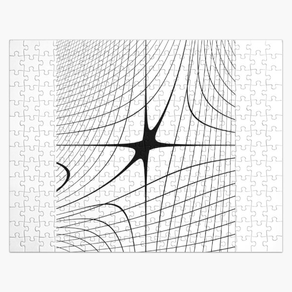 #design #abstract #pattern #modern #shape #futuristic #art #grid #steel #vertical #whitecolor #blackandwhite #monochrome #bright #copyspace #geometricshape #pointofview #vanishingpoint #curves #lines Jigsaw Puzzle