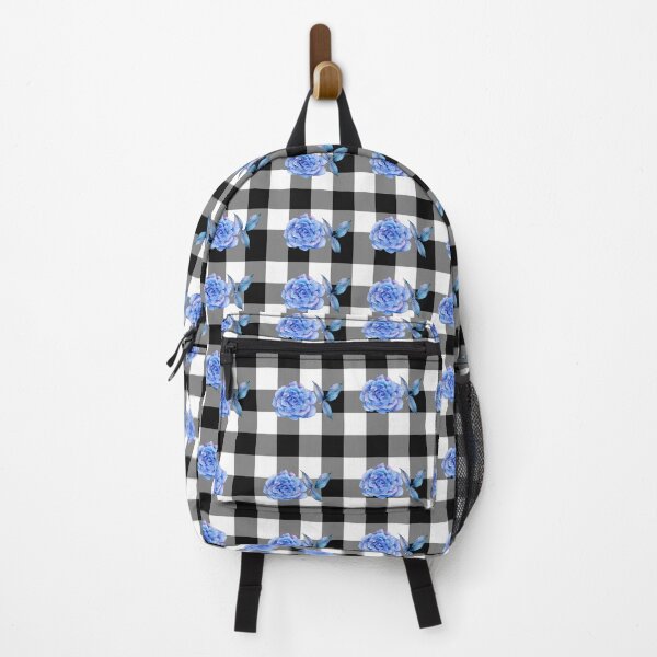 Item preview,  Blue Roses Black White Buffalo Checks Plaid designed and sold by Tamas Das.