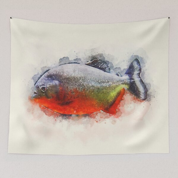 Item preview, piranha fish_watercolor painting designed and sold by shokA Design.