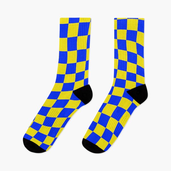 Item preview, blue and yellow tile twist checker pattern designed and sold by Ray Loka.