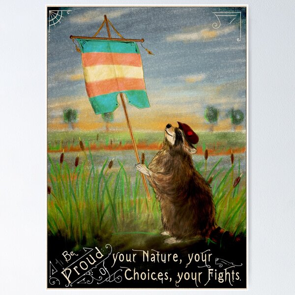 Item preview, Be Proud - Trans LGBTQI raccoon designed and sold by Loki Propagandart.