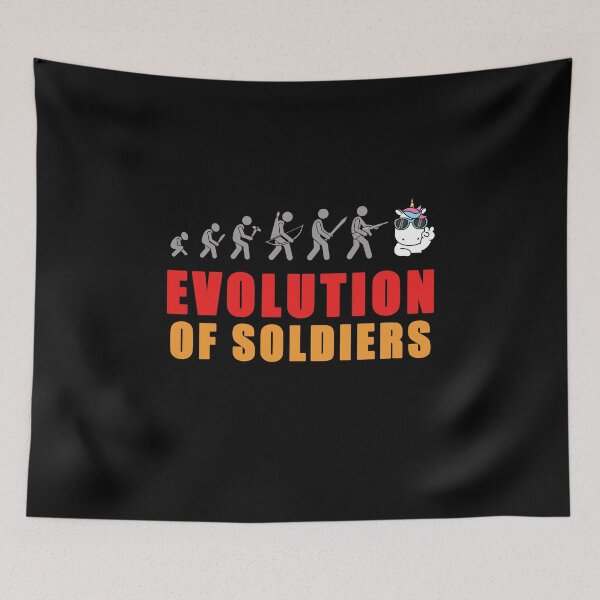 Item preview, Evolution of soldiers, funny gift idea, fun, unicorn designed and sold by ThommyBLN.