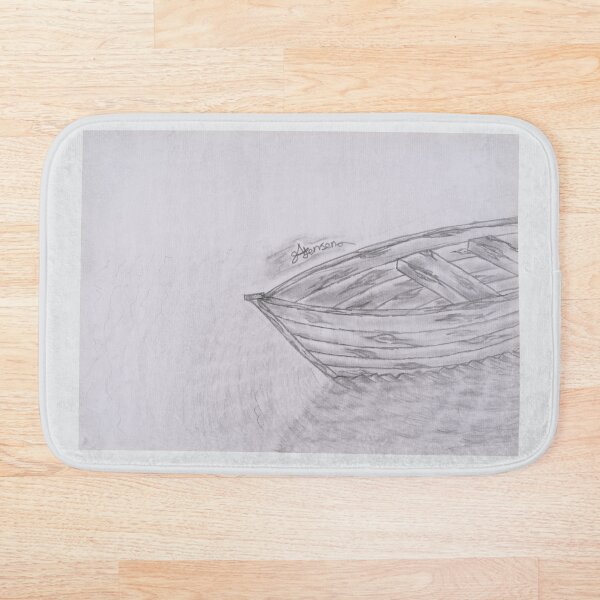 cast away (wooden boat) Bath Mat