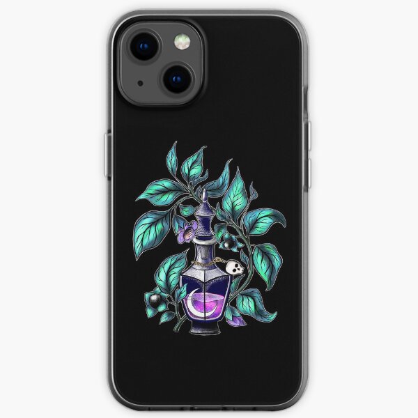 Belladonna. Deadly nightshade. Crescent in potion bottle iPhone Soft Case