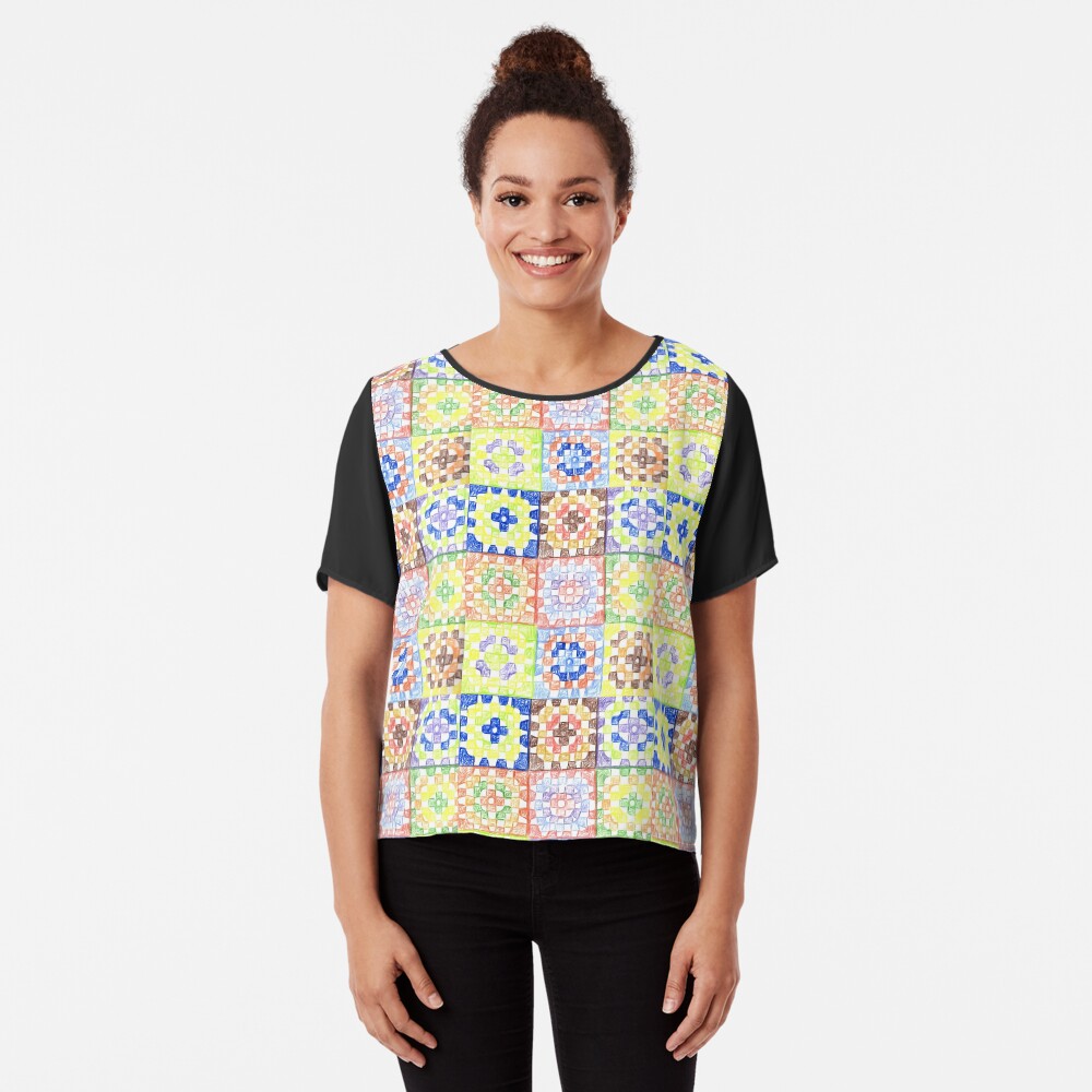 Granny Squares Chiffon Top