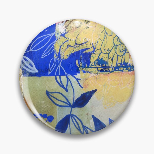 Item preview, blue and white leaves in abstract N.o 1 designed and sold by kosarandrea.