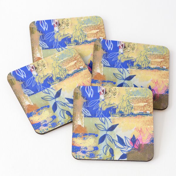 Item preview, blue and white leaves in abstract N.o 1 designed and sold by kosarandrea.