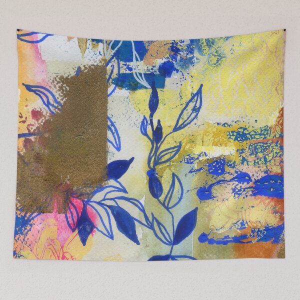 Item preview, blue and white leaves in abstract N.o 2 designed and sold by kosarandrea.