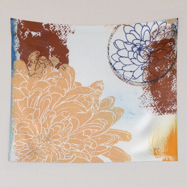 Item preview, peach dahlias in abstract N.o 1 designed and sold by kosarandrea.