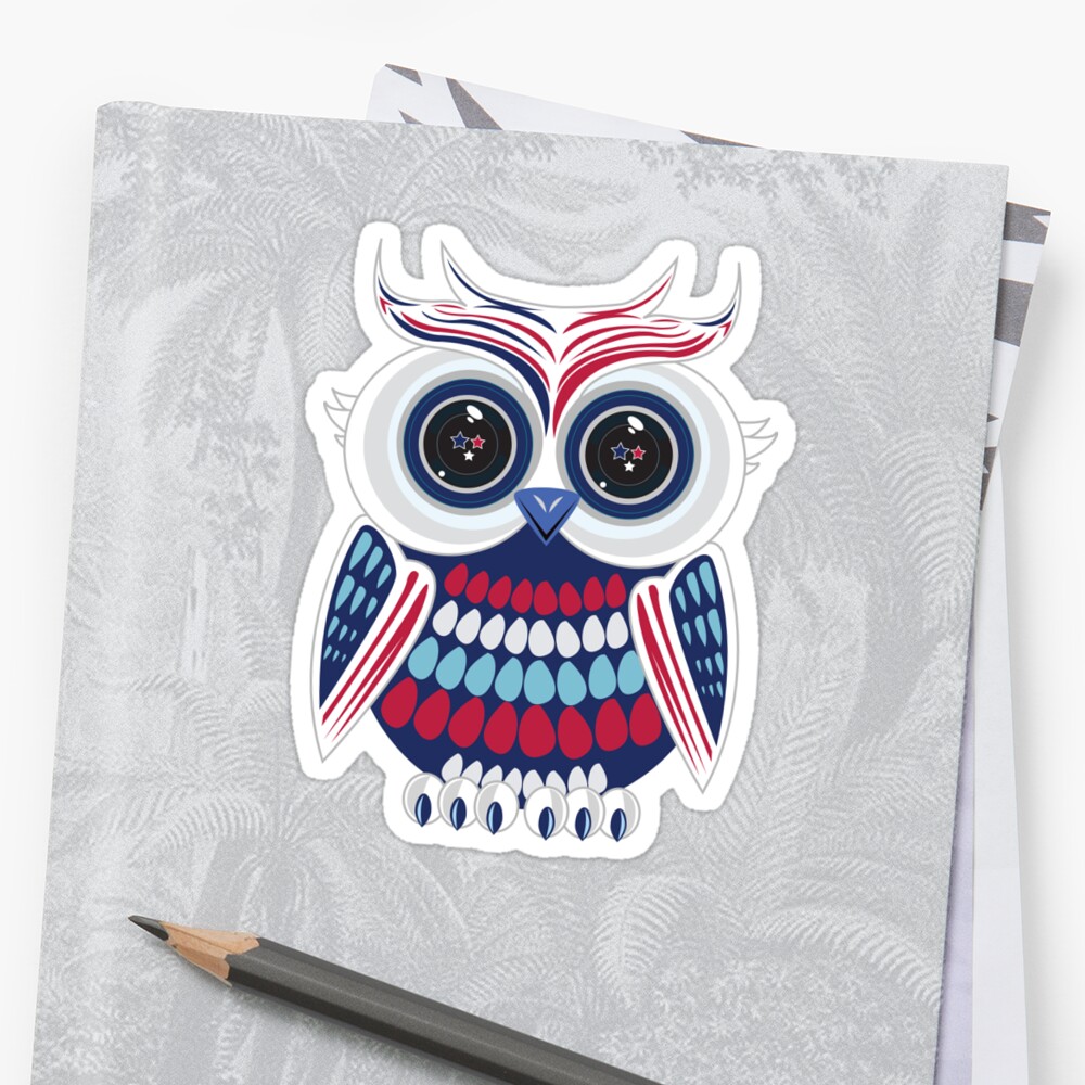 patriotic owl sticker by adamzworld redbubble