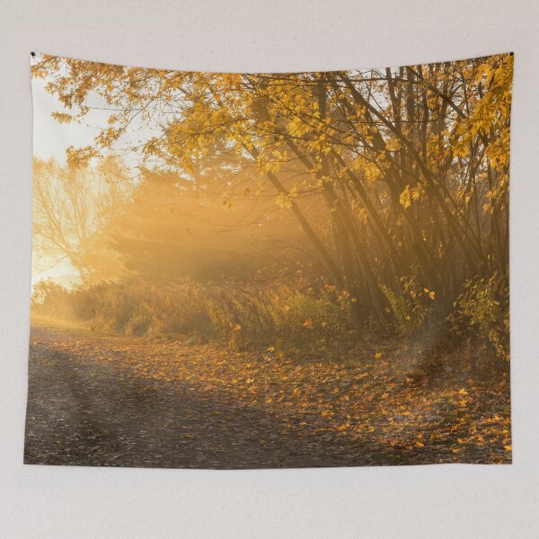 Item preview, Golden Mists of Autumn - Dainty Maples on the Side of Rural Road  designed and sold by Georgia Mizuleva.