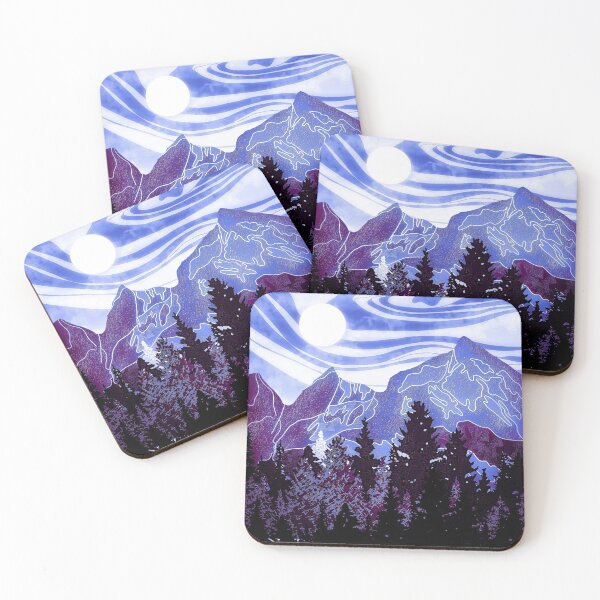 Item preview, clouds and moon with purple landscape with forest. designed and sold by Catherine  Milchard.
