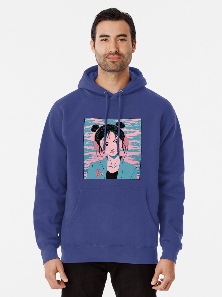 LOFI GIRL PINK AND BLUE MOOD Pullover Hoodie