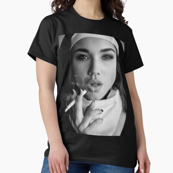 Item preview, Nun smoking. Portrait of a smoking young nun, designed and sold by Babydov.