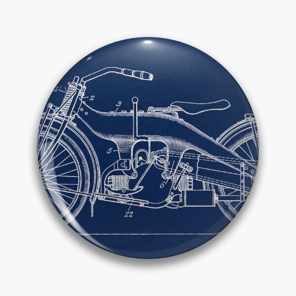 Item preview, Harley motorbike 1924, original patent drawing slate blue background designed and sold by QualitySolution.