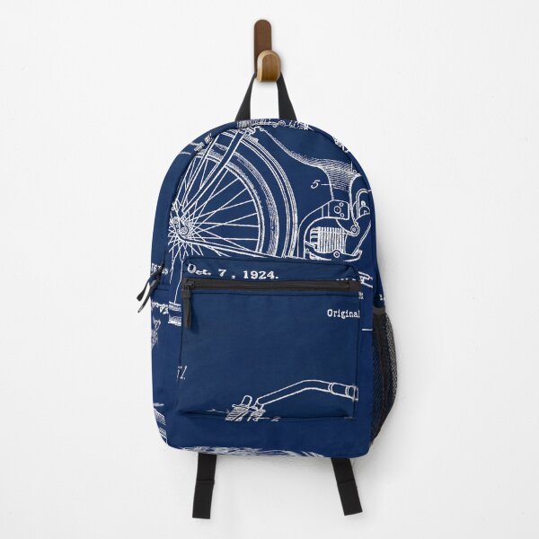 Item preview, Harley motorbike 1924, original patent drawing slate blue background designed and sold by QualitySolution.